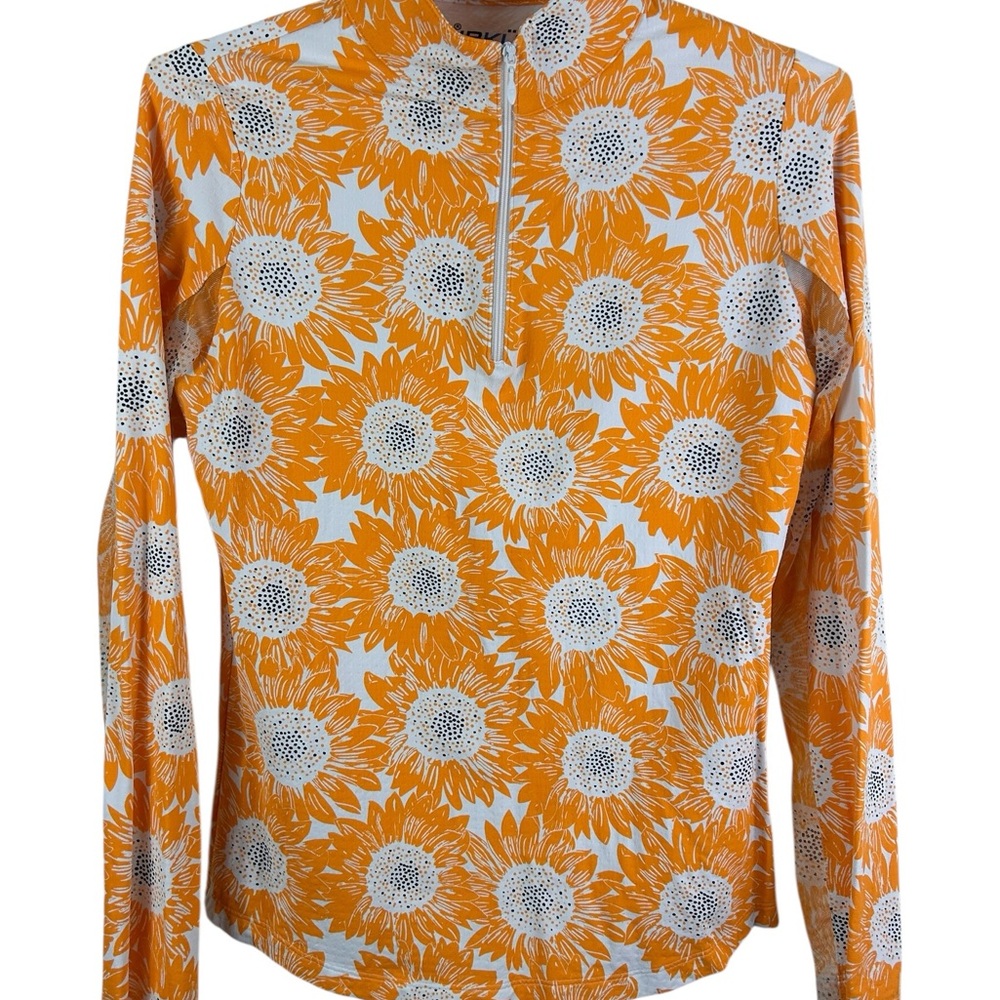 IBKUL Womens Ruthie Print Long Sleeve Mock Neck Golf Top - Picture 3 of 8